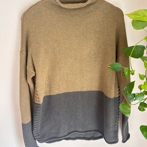 Tahari Crewneck Sweater in Olive and Charcoal